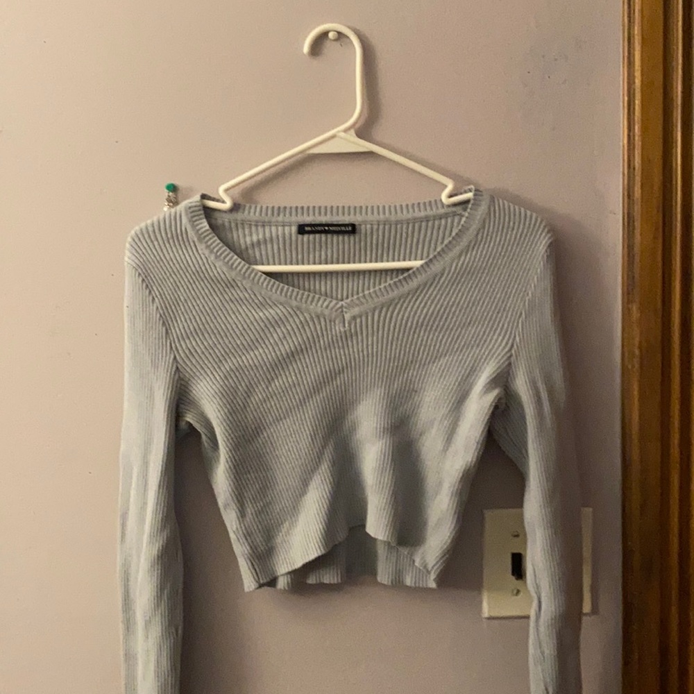 long sleeve brandy melville light blue sweater